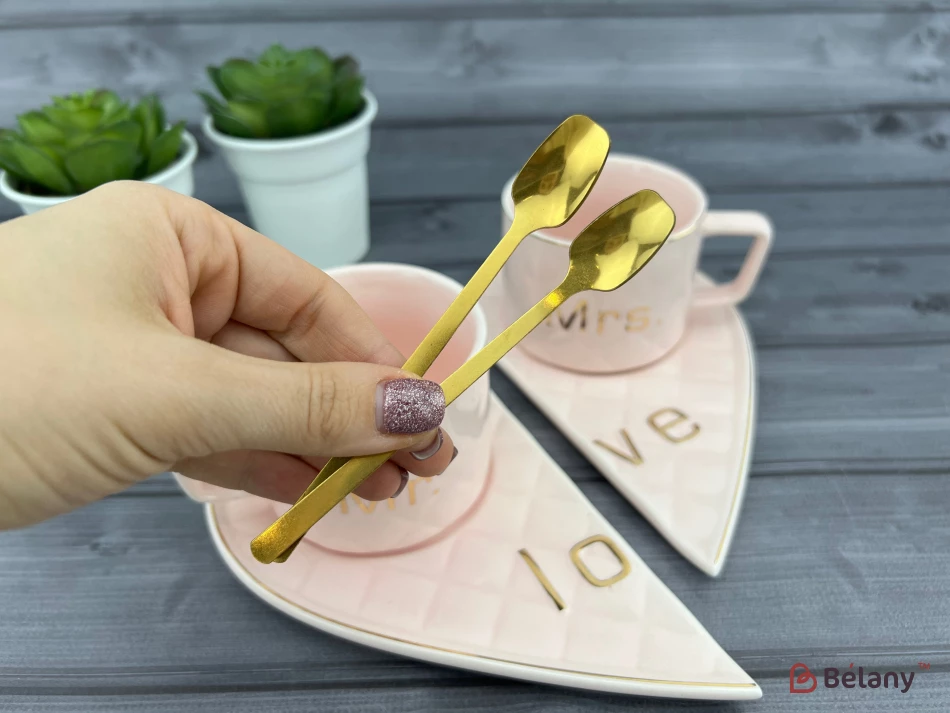 Керамическая чашка с блюдцем "One whole" розовая | 6