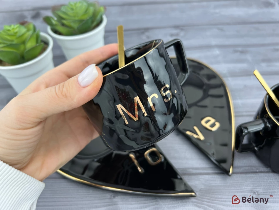 Керамическая чашка с блюдцем "One whole" черная | 3