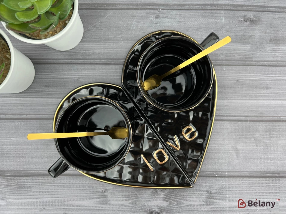 Керамическая чашка с блюдцем "One whole" черная | 4