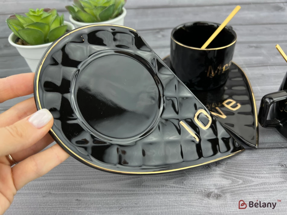 Керамическая чашка с блюдцем "One whole" черная | 5