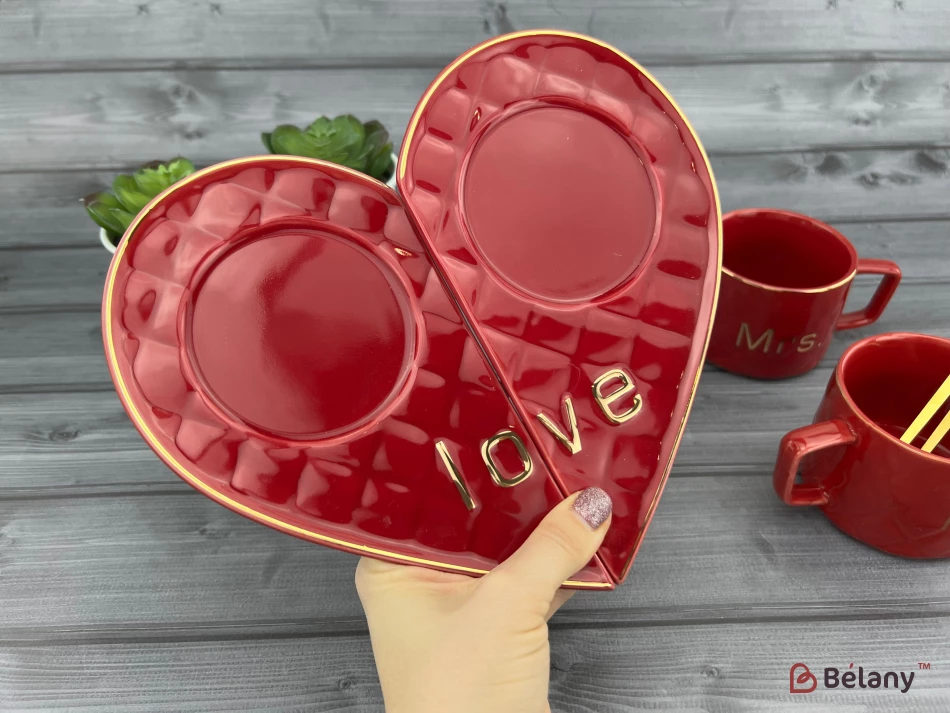 Керамическая чашка с блюдцем "One whole" красная | 4