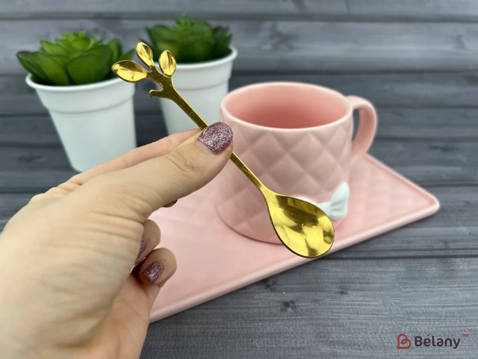 Керамическая чашка с блюдцем "Softy" розовая | 3