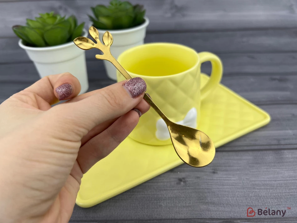 Керамічна чашка із блюдцем "Softy" жовта | 2