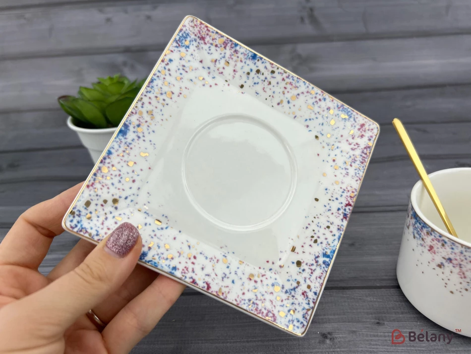 Керамічна чашка із блюдцем "Space Dust" біла | 3