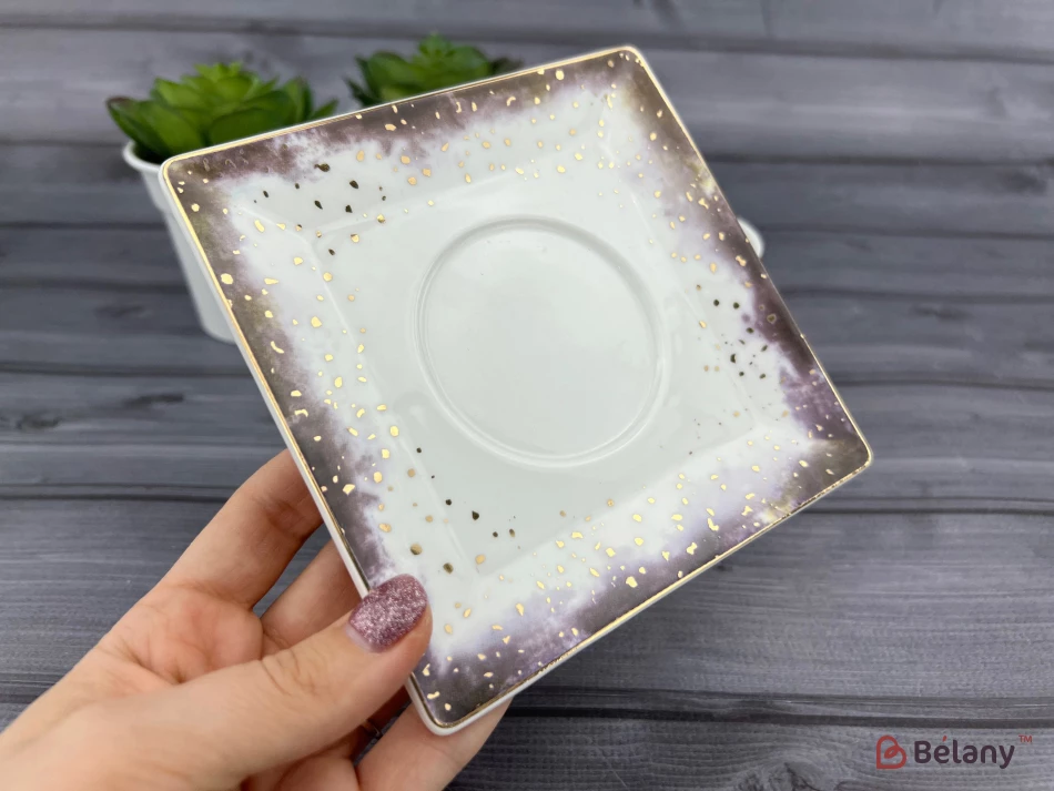 Керамічна чашка із блюдцем "Space Dust" лілова | 3