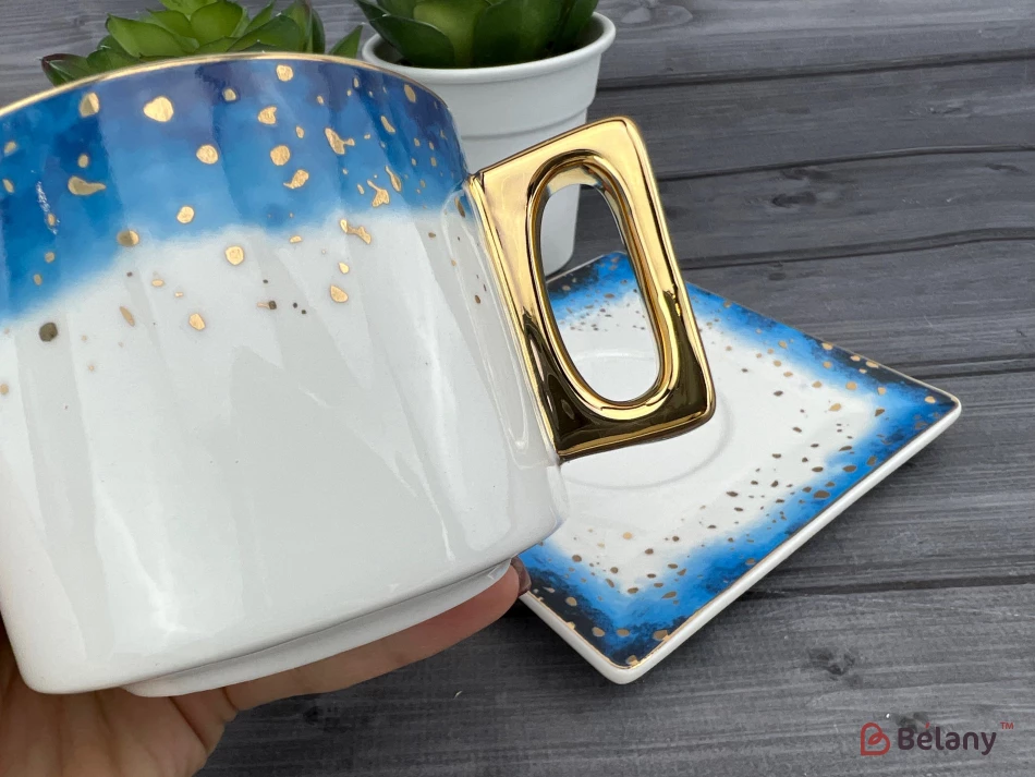 Керамічна чашка із блюдцем "Space Dust" синя | 3