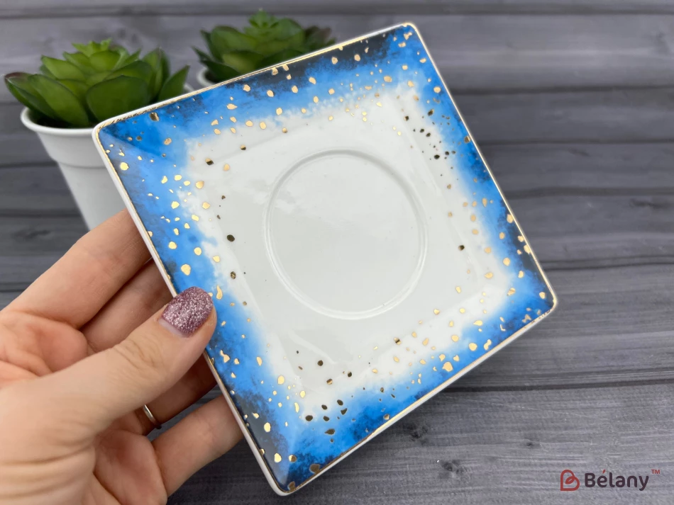 Керамічна чашка із блюдцем "Space Dust" синя | 4