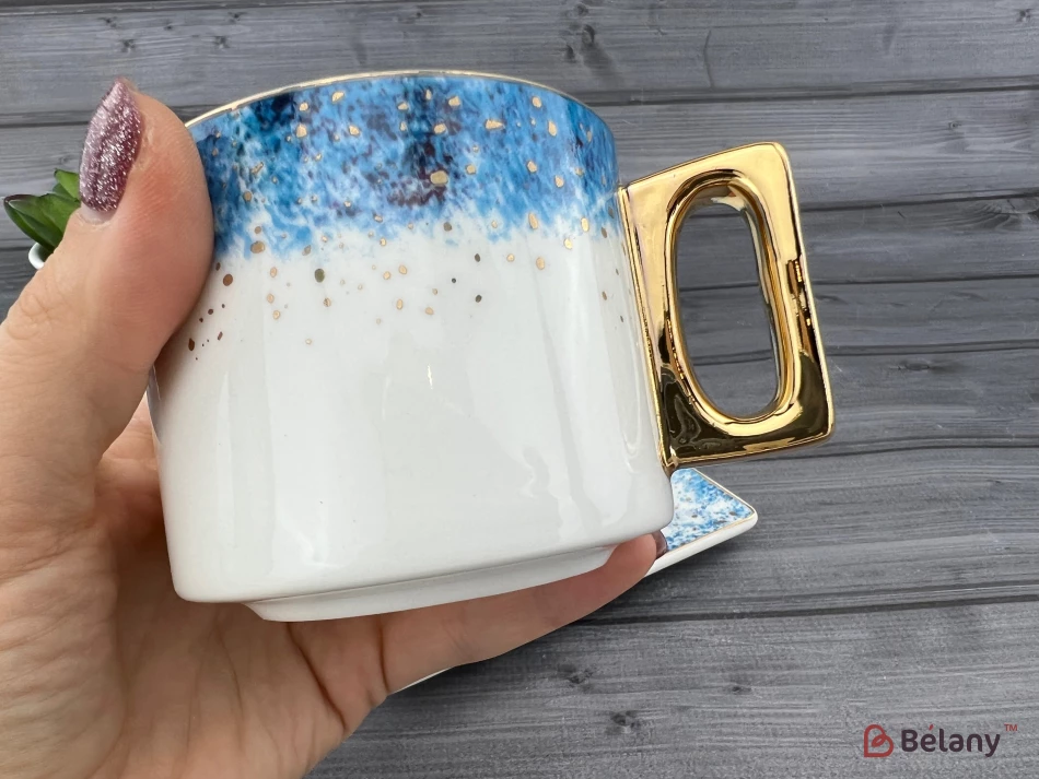 Керамічна чашка із блюдцем "Space Dust" блакитна | 3