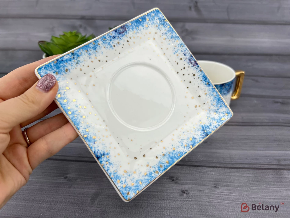 Керамічна чашка із блюдцем "Space Dust" блакитна | 4