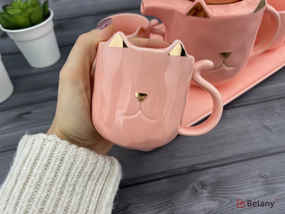 Чайный набор "King cat" розовый | 3