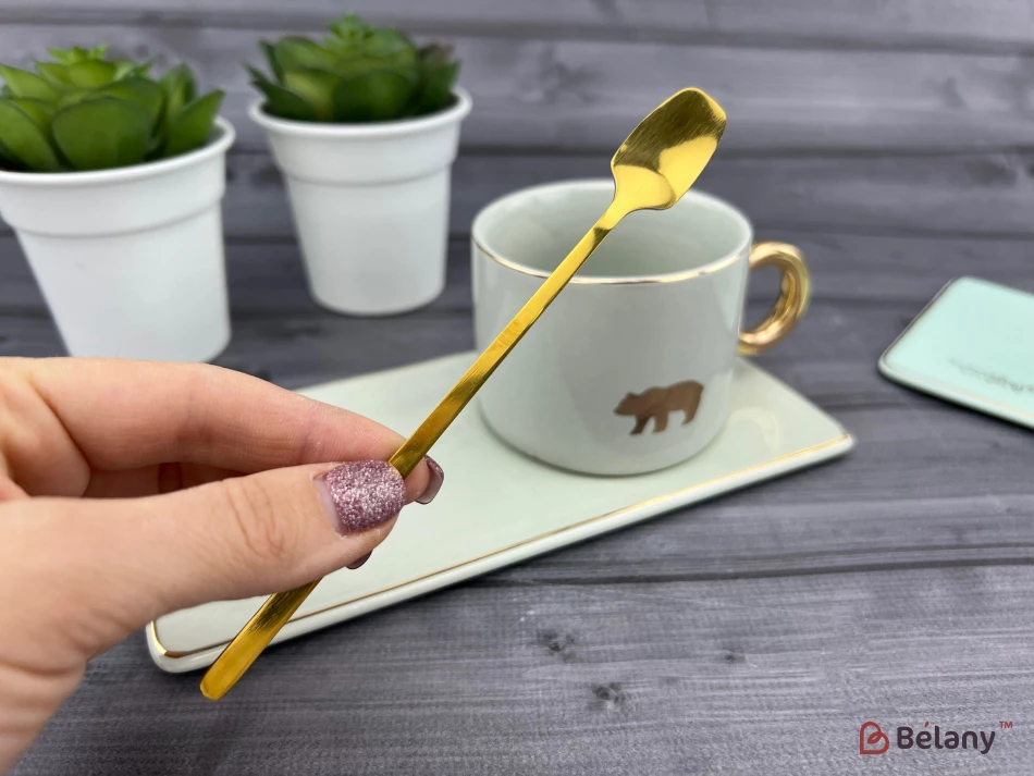 Керамічна чашка із блюдцем "Animals" сіра | 4