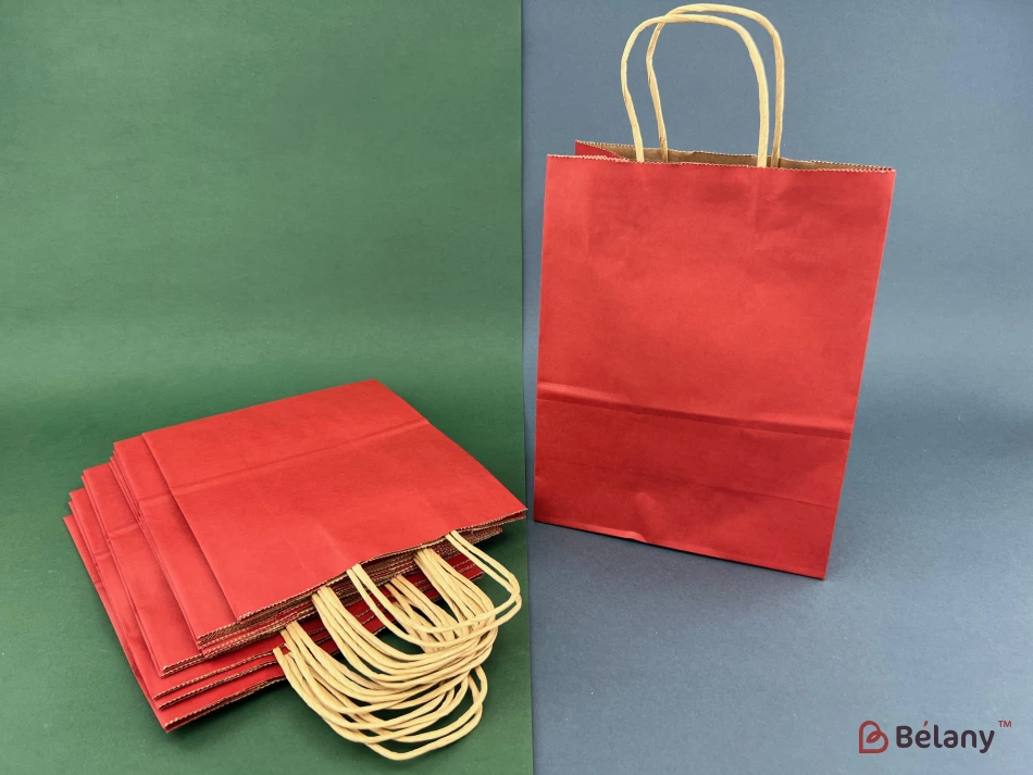 Крафтовые пакеты "Just color S" бордовые