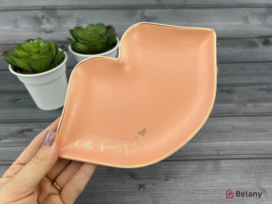 Керамическая чашка с блюдцем "Sweet Lips" розовая | 4