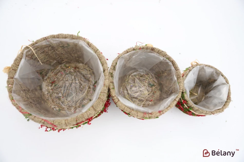 Набор круглых кашпо "Forest" красный | 4