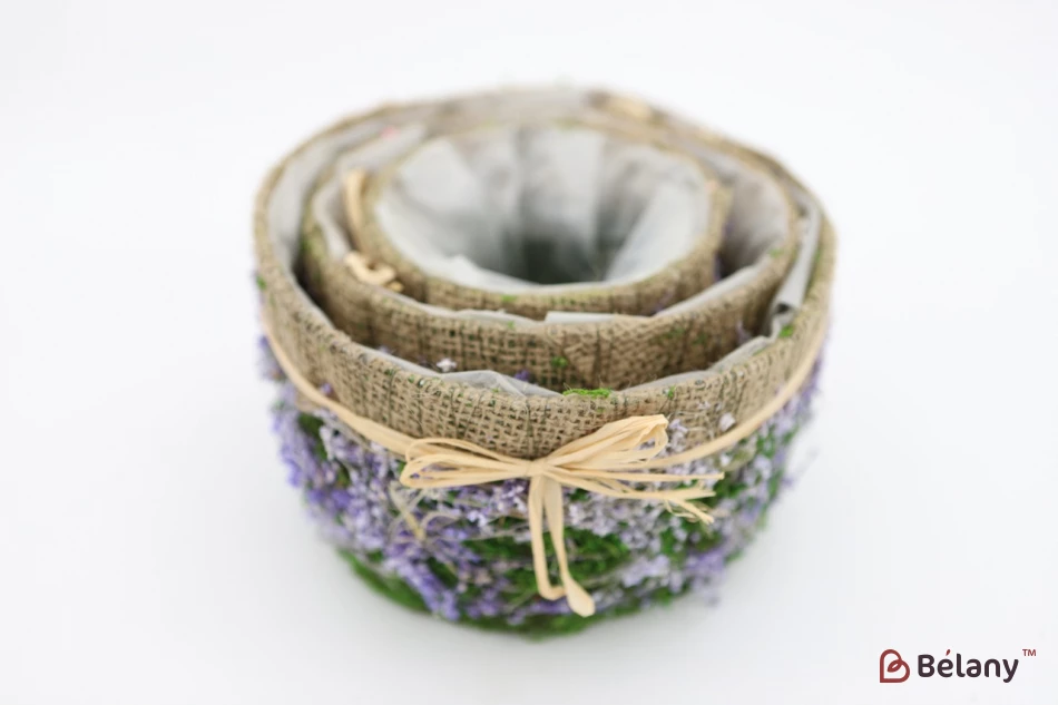 Набор кашпо "Forest" с мешковиной лиловый