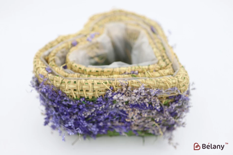 Набор Кашпо в форме сердца "Forest" лиловый с мешковиной | 2