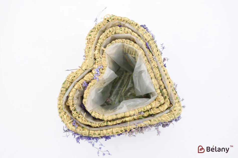 Набор Кашпо в форме сердца "Forest" лиловый с мешковиной | 3