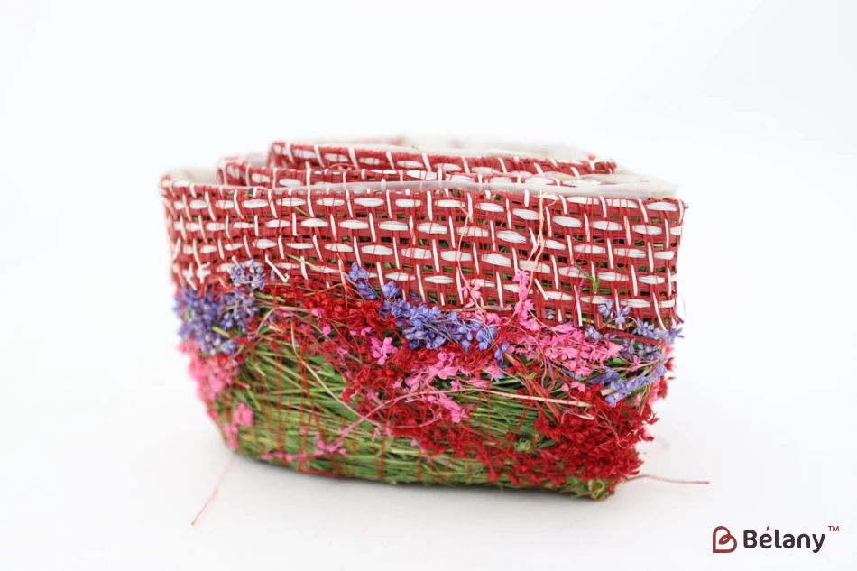 Набір кашпо з сухоцвітами у формі серця рожево-червоний.