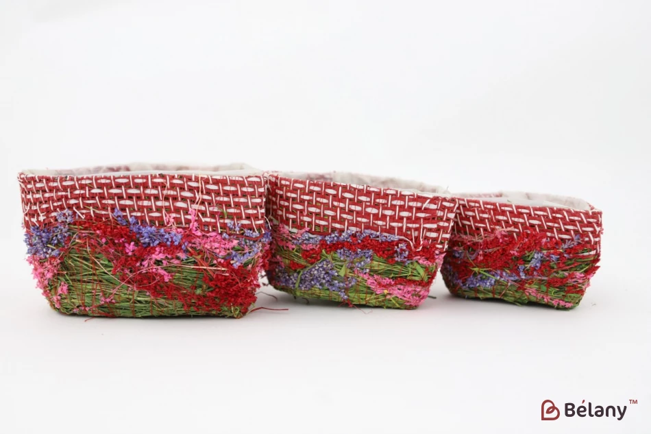 Набір кашпо з сухоцвітами у формі серця рожево-червоний. | 3