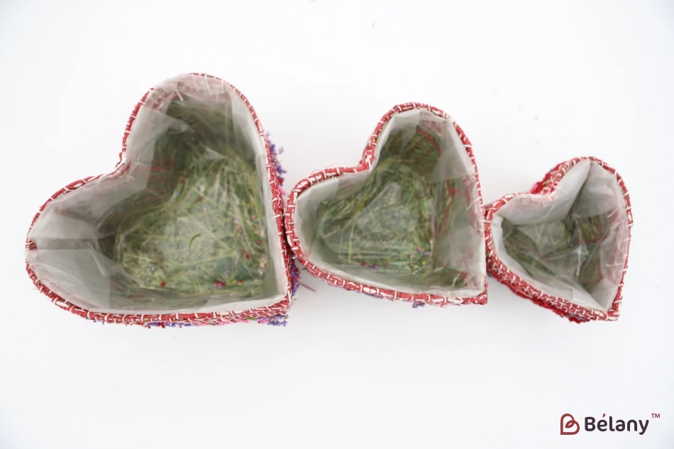 Набір кашпо з сухоцвітами у формі серця рожево-червоний. | 2