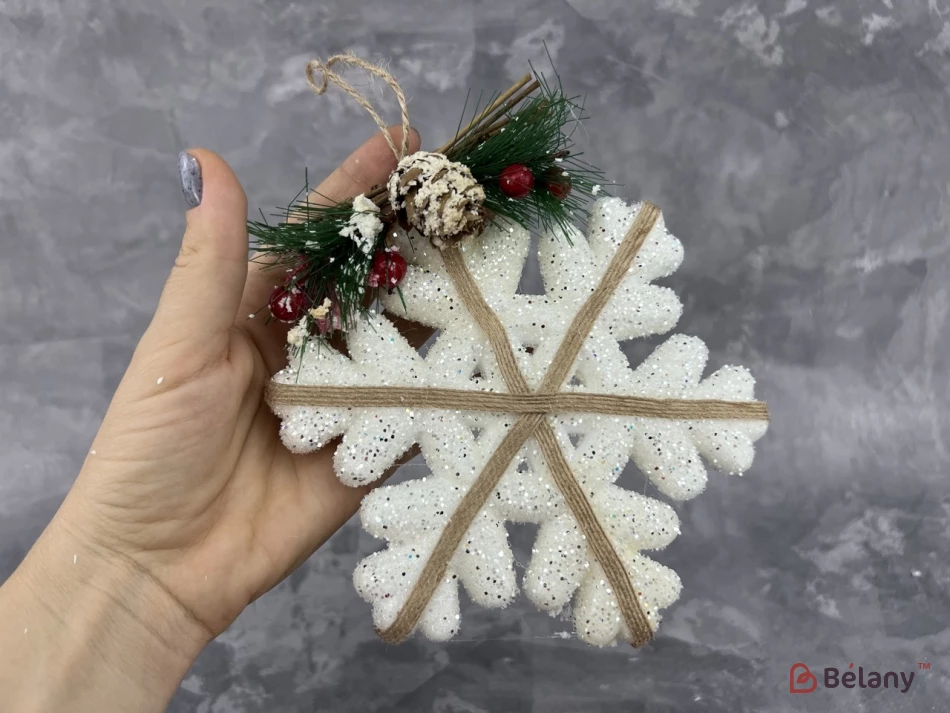 Підвісна сніжинка "Snowflake" біла | 2