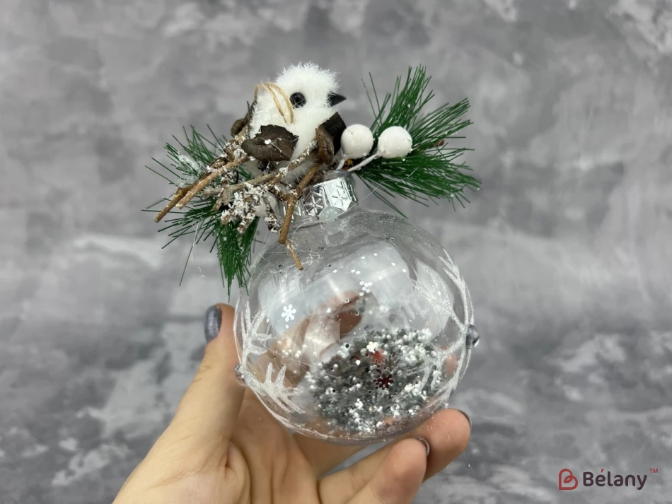 Елочная игрушка "Bird on glass"
