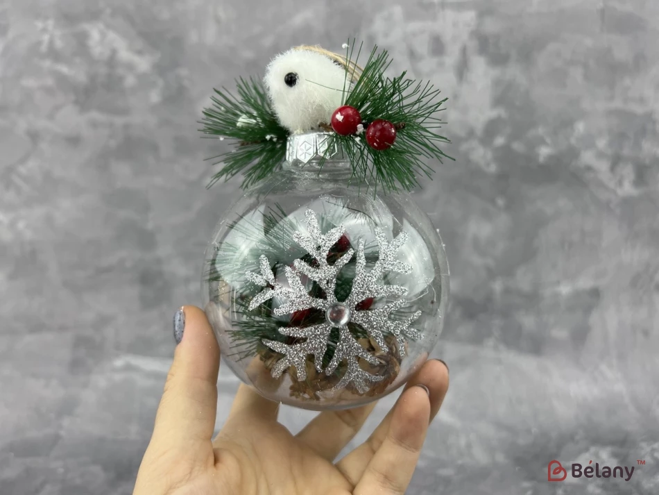 Елочная игрушка "Bird on big ball"