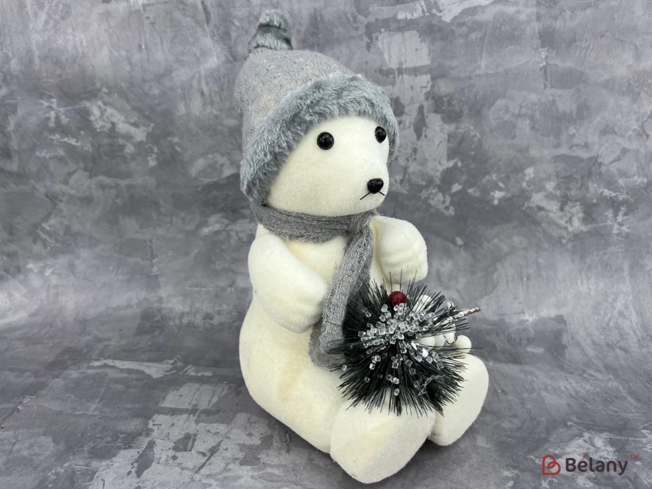 Новорічна фігура "Bear in gray hat"