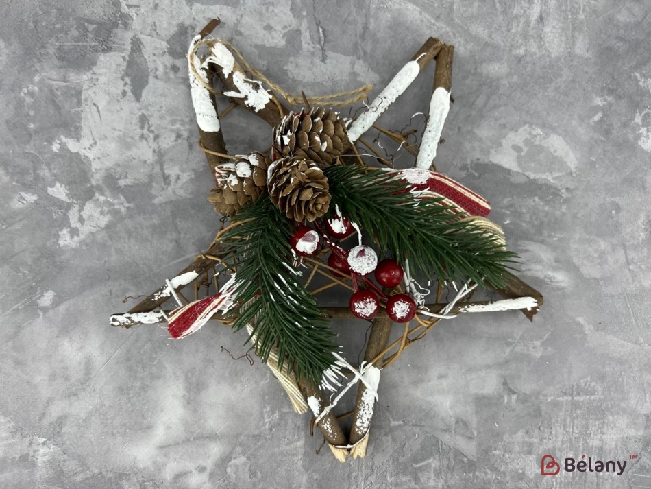 Елочная игрушка "Пенёк бежевый с комозицией"