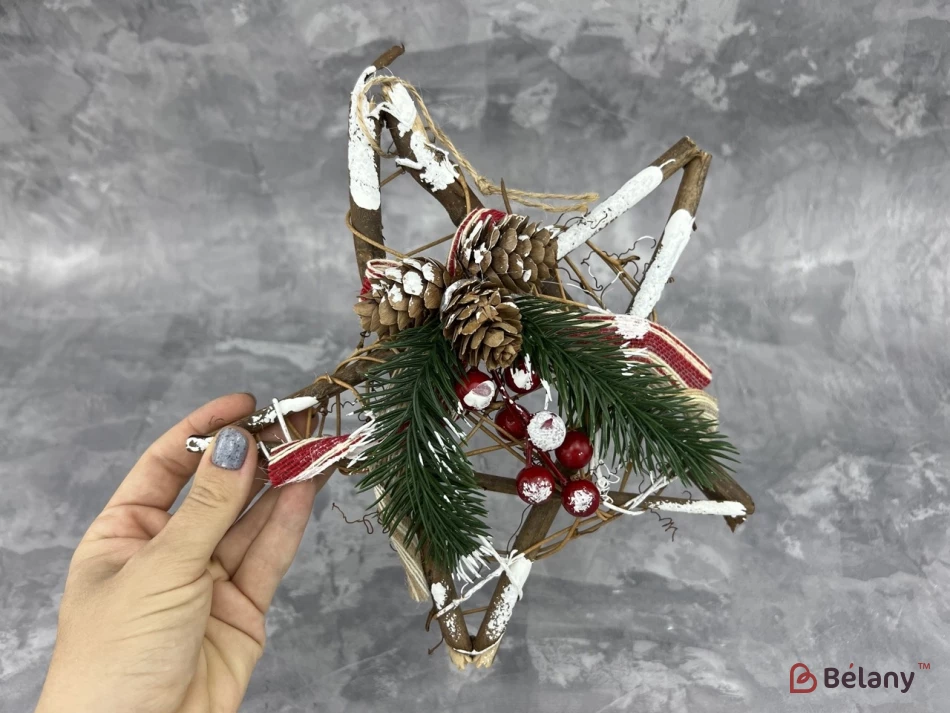 Елочная игрушка "Пенёк бежевый с комозицией" | 2