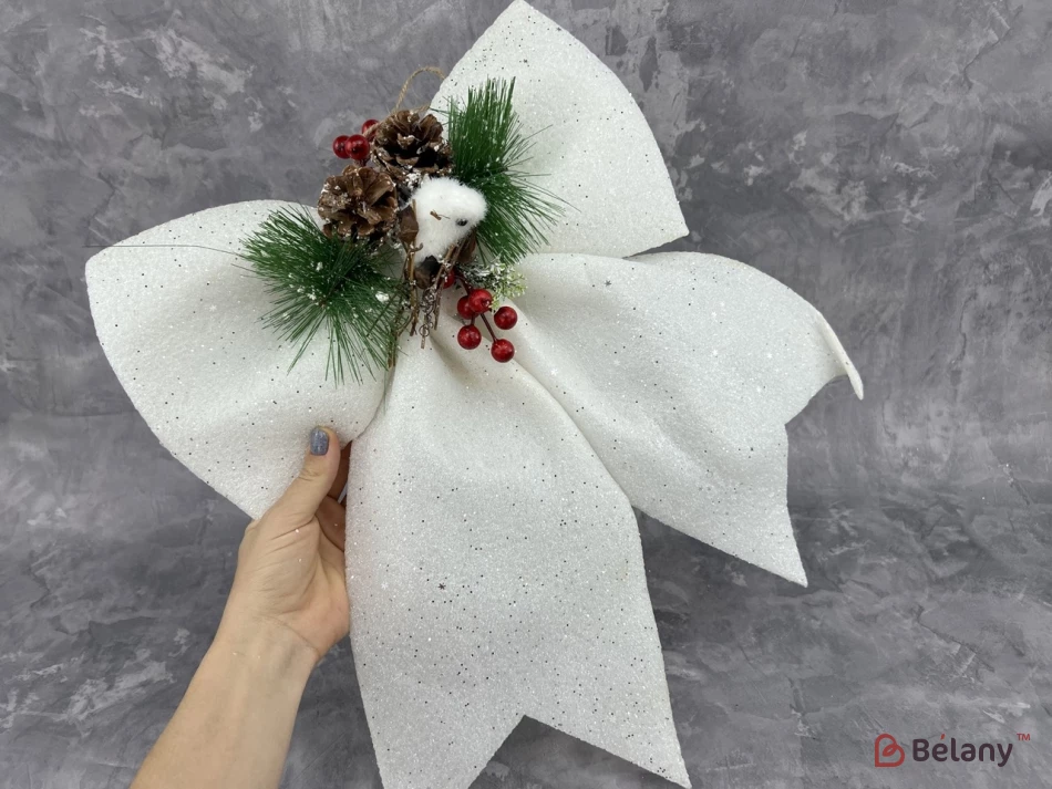 Новорічний декор "Бант із композицією"