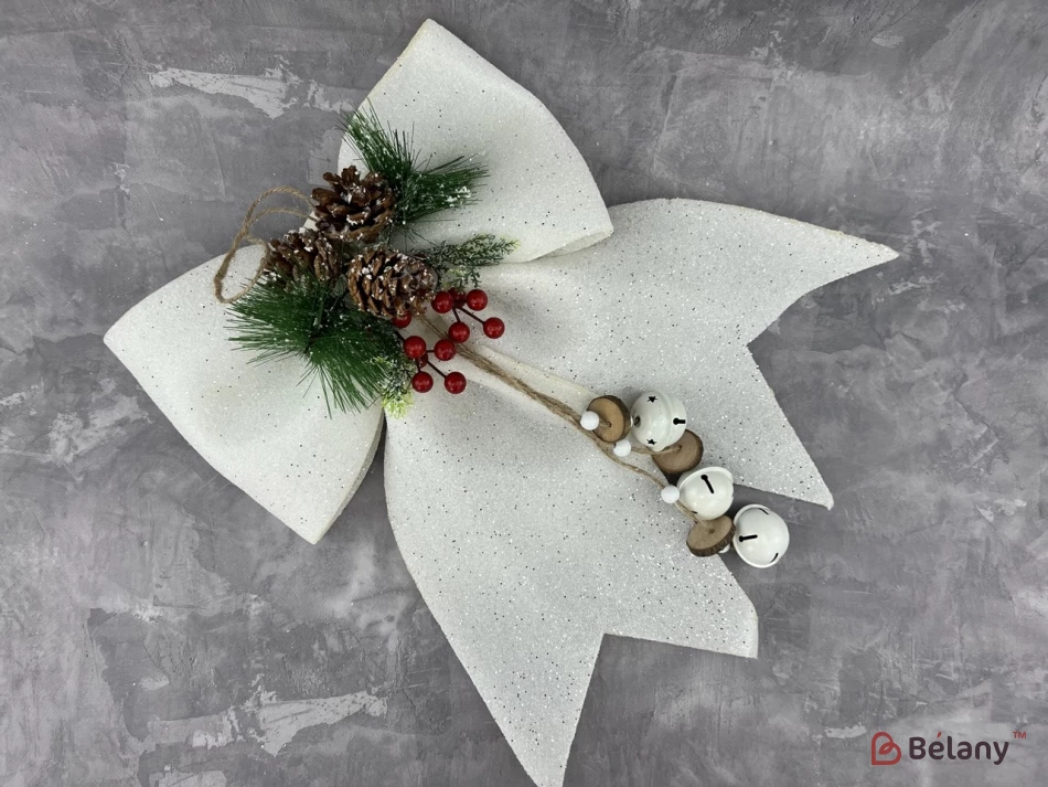 Новорічний декор "Бант із композицією"