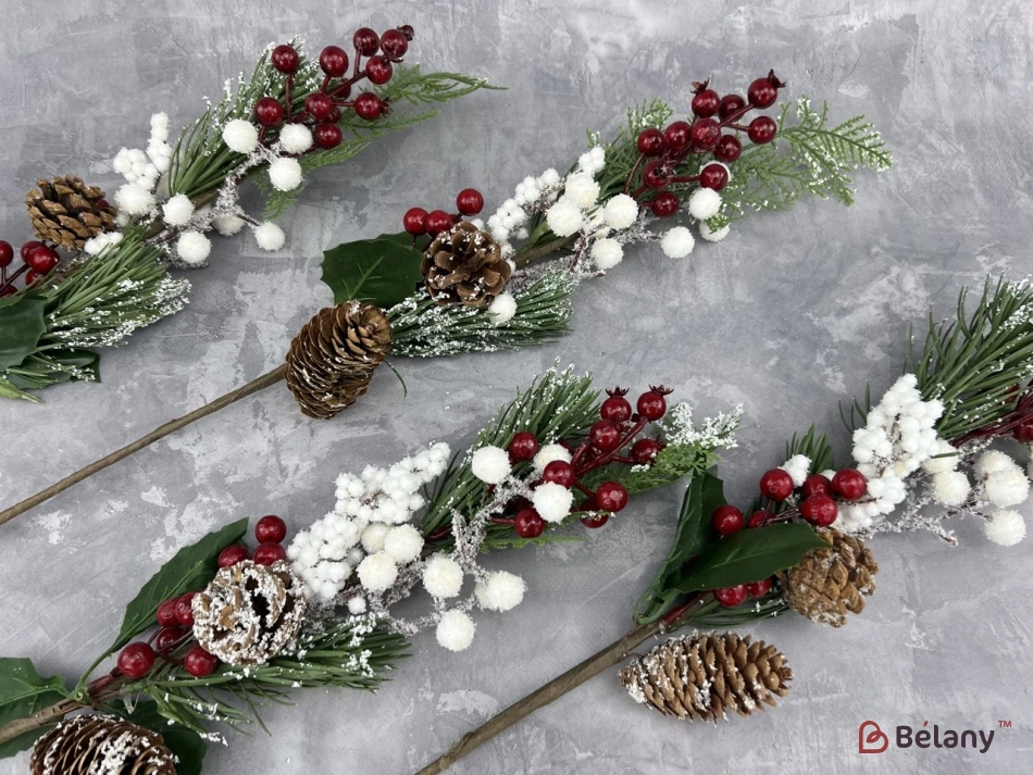 Декор Веточка Ели с шишками