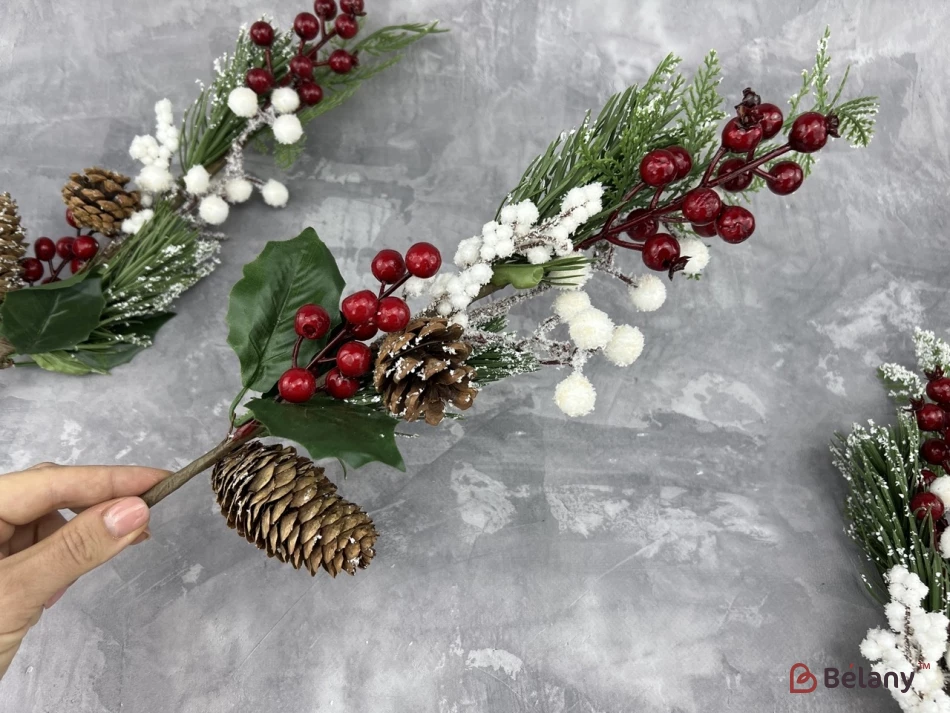 Декор Веточка Ели с шишками | 2