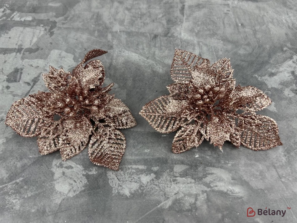 Новогодний декор "Flower Glitter" бронза