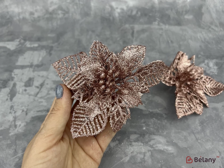 Новогодний декор "Flower Glitter" бронза | 2