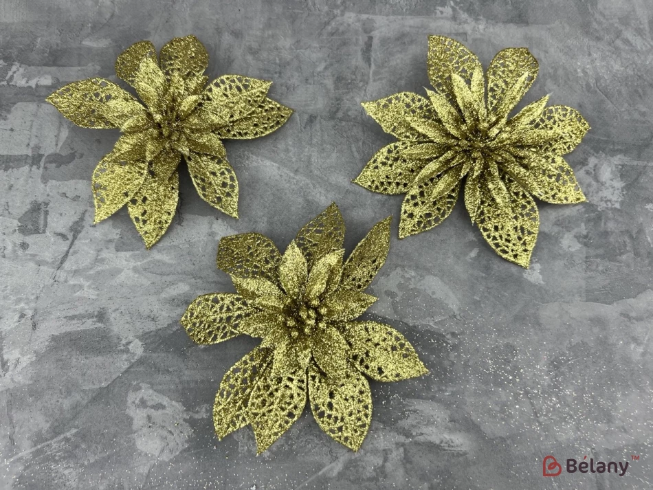 Новогодний декор "Flower Glitter" золото