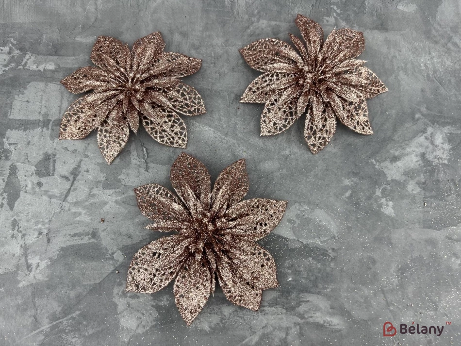 Новогодний декор "Flower Glitter" пудра