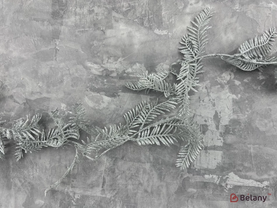 Ветвь для декора "Long leafs" серебро