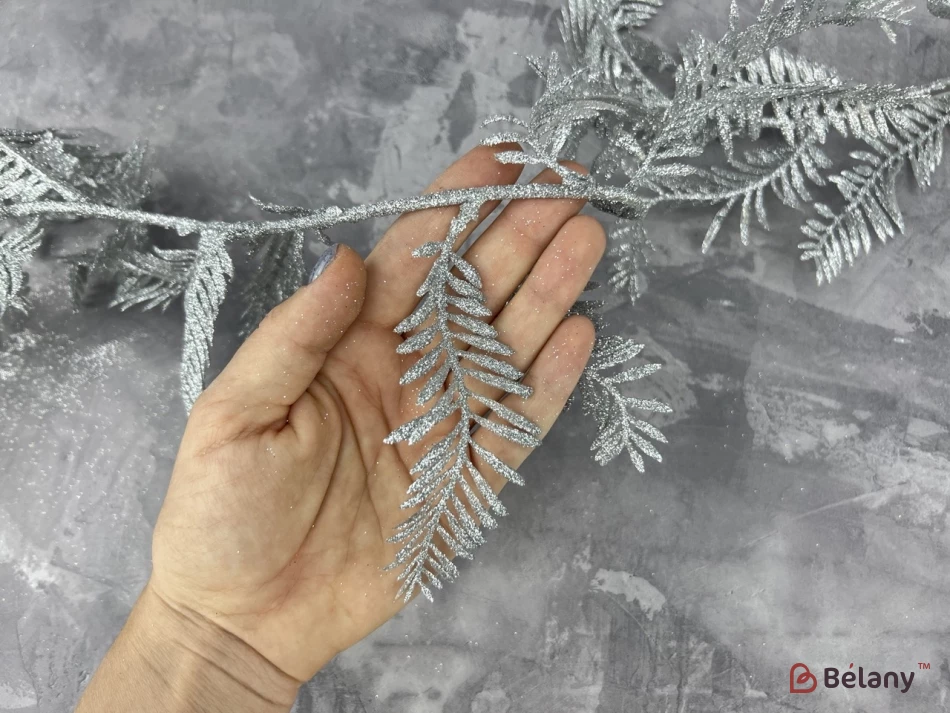 Ветвь для декора "Long leafs" серебро | 2
