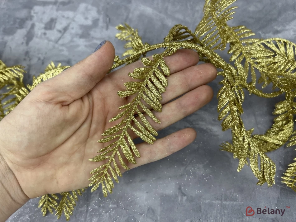 Ветвь для декора "Long leafs" золото | 2