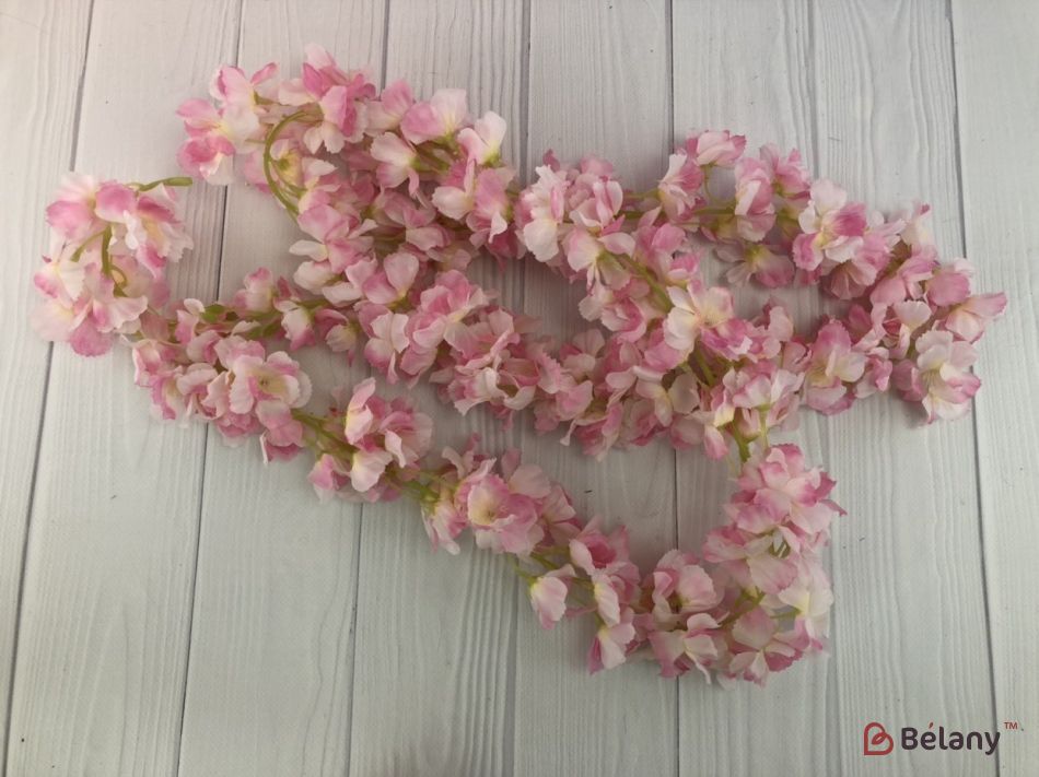 Цветочная лента "Гавайская" розово-белая