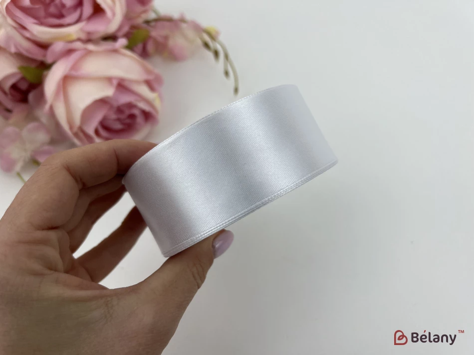 Атласная лента "Broad" white