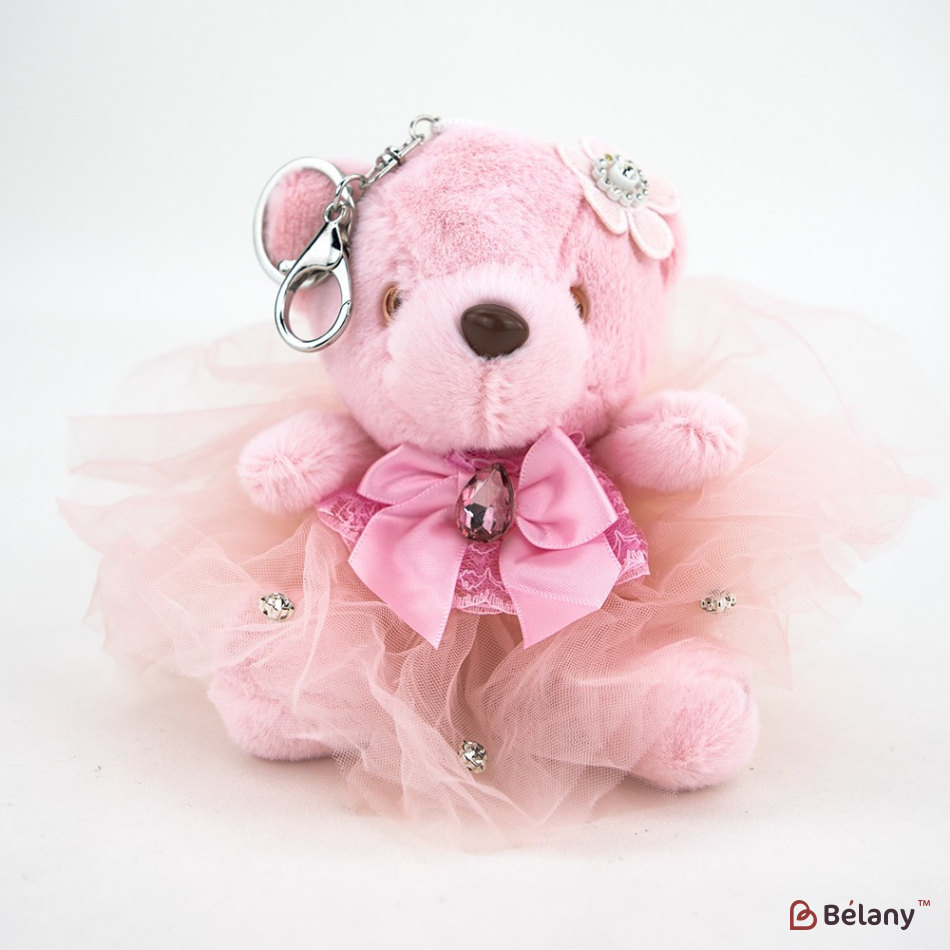 Брелок "Bear and big bow" рожевий