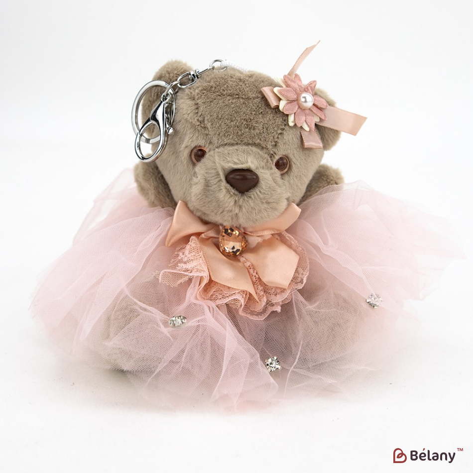 Брелок "Bear and big bow" бежевий