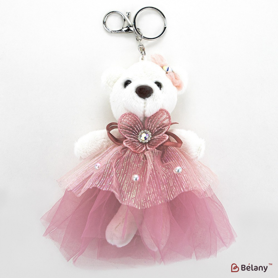 Брелок "Bear in skirt" білий