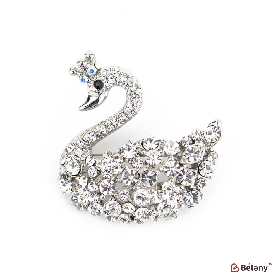 Брошка "Swan with crown"