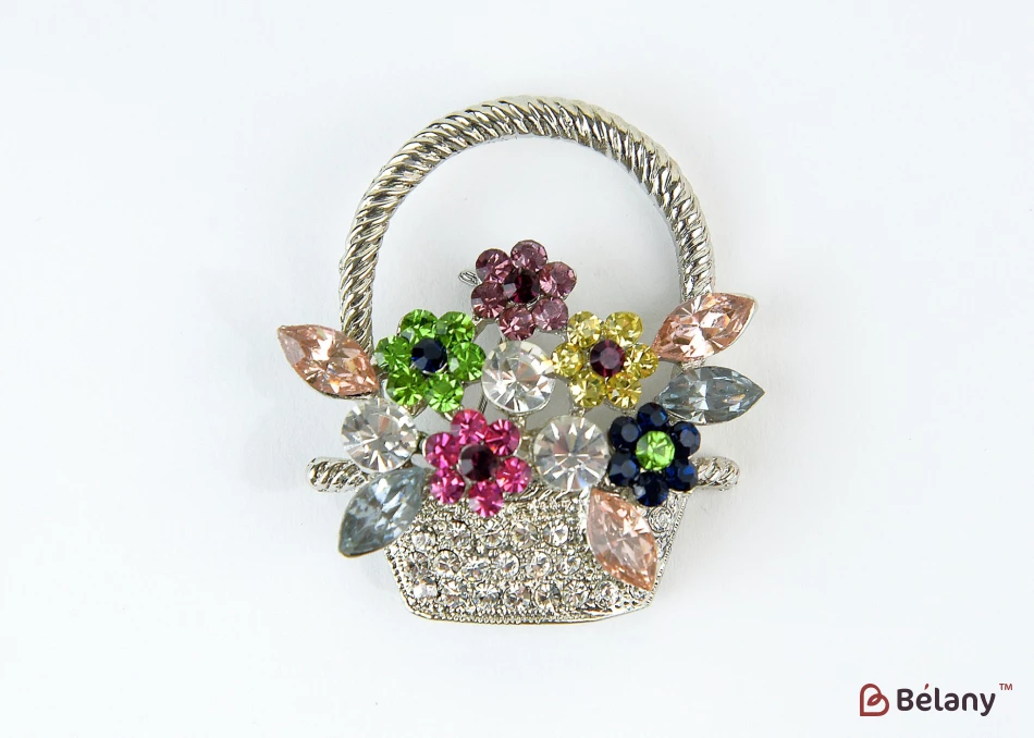 Брошь "Корзинка с цветами"