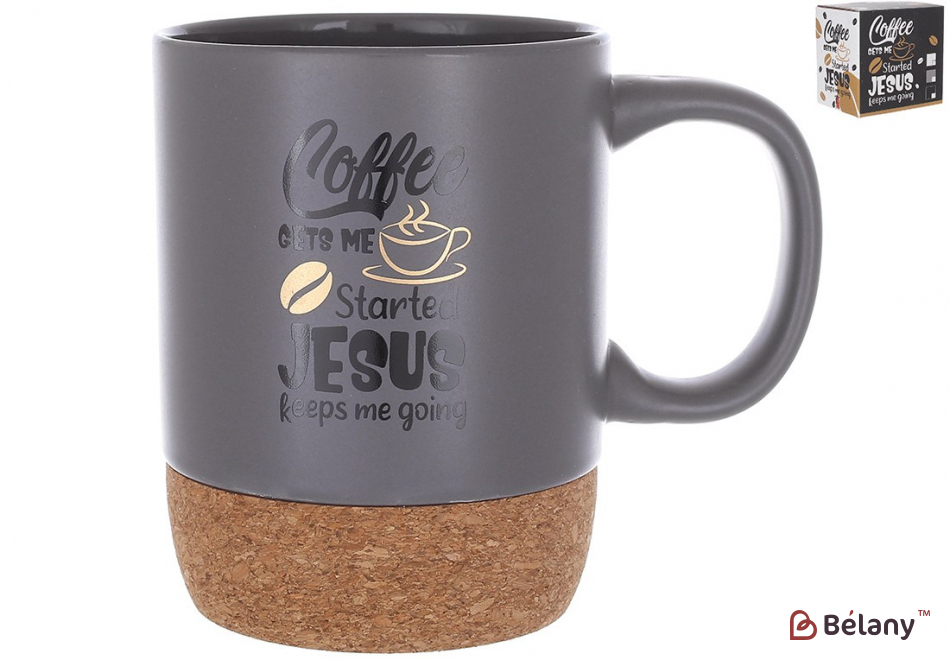 Керамічний кухоль на пробковій основі 400 мл "Coffee" сіра