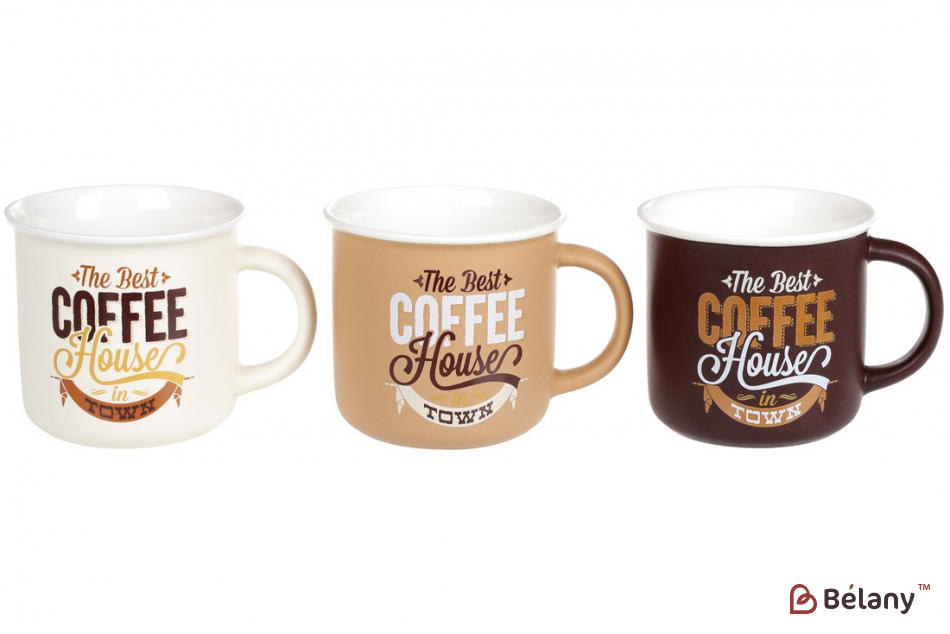 Набір порцелянових кухлів із принтом 380 мл "The best Coffee"